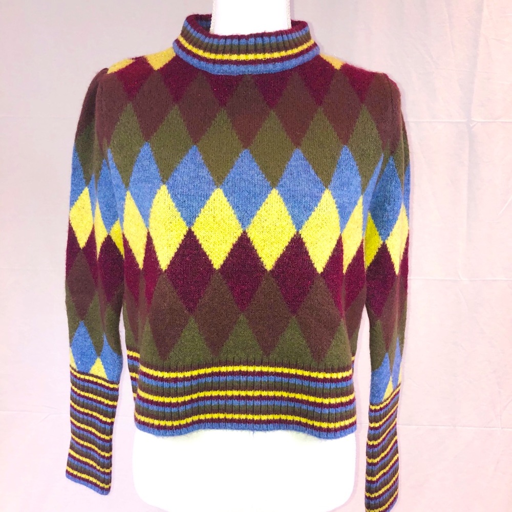 ZARA Argyle Crop Sweater